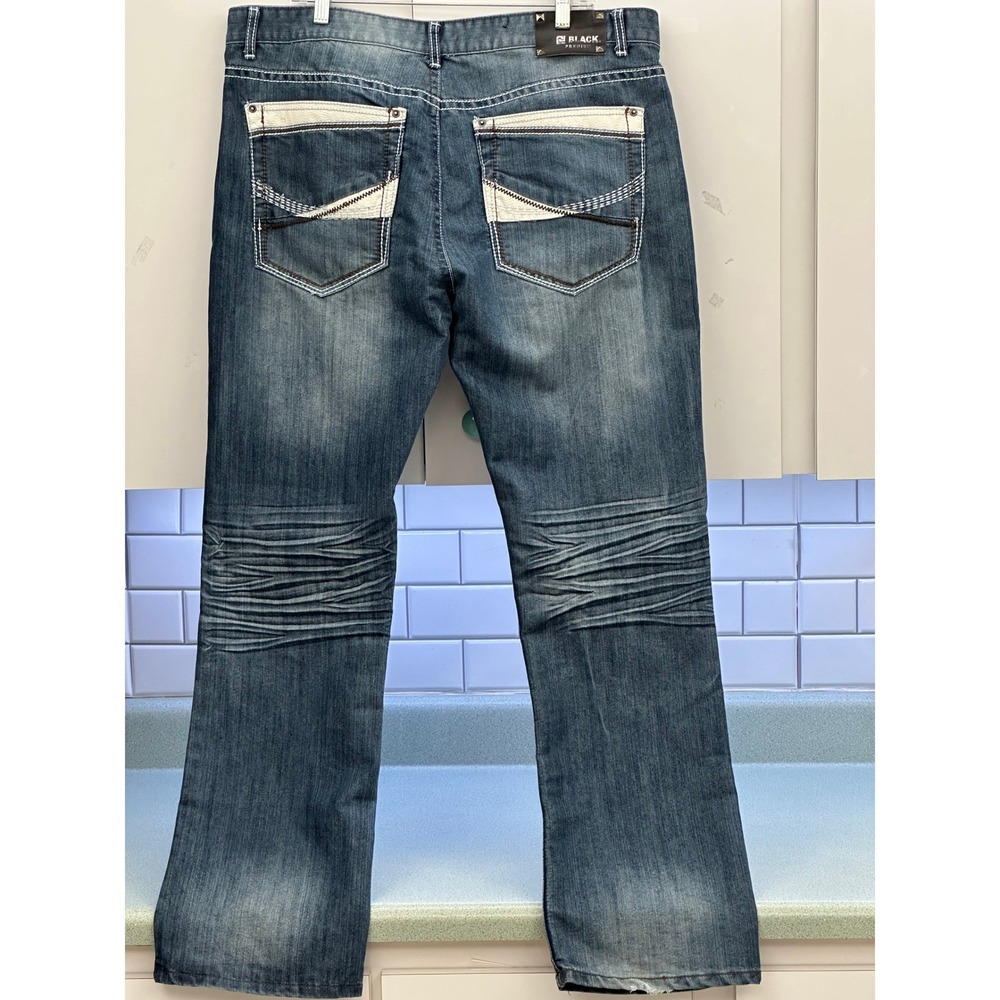 CJ Black Premium Mens 38x32 Y2K/Rocker Style LowRise SlimStraight Leg Blue Jeans